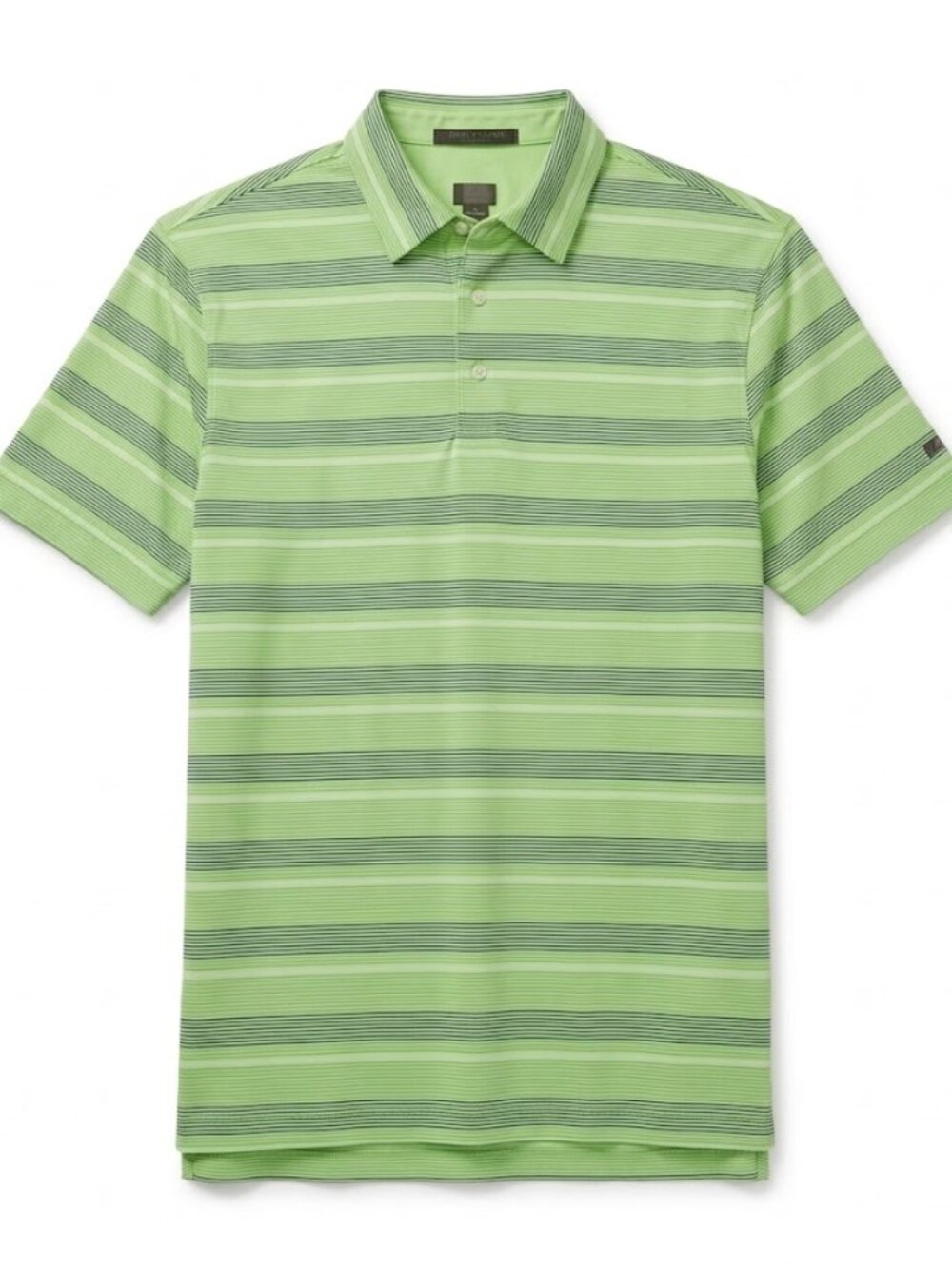 Nike Tiger Woods Collection Polo Mens Large Green Striped Dri-FIT Golf Shirt